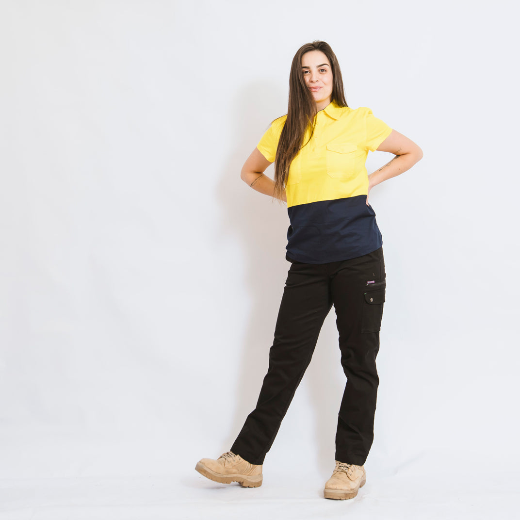 womens black cargo pants tradie gardening