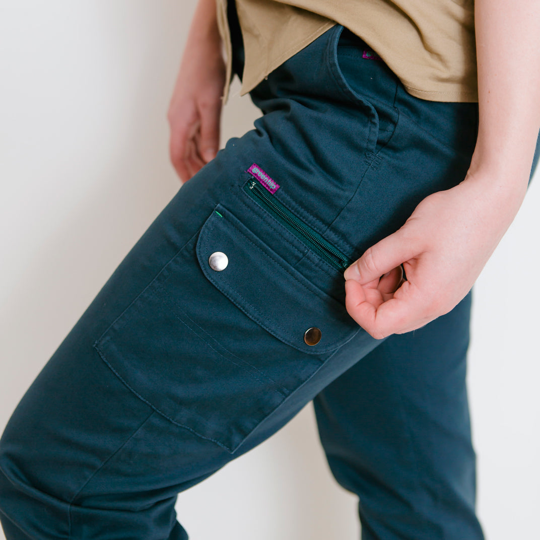 womens tradie cargo pants, gardener green