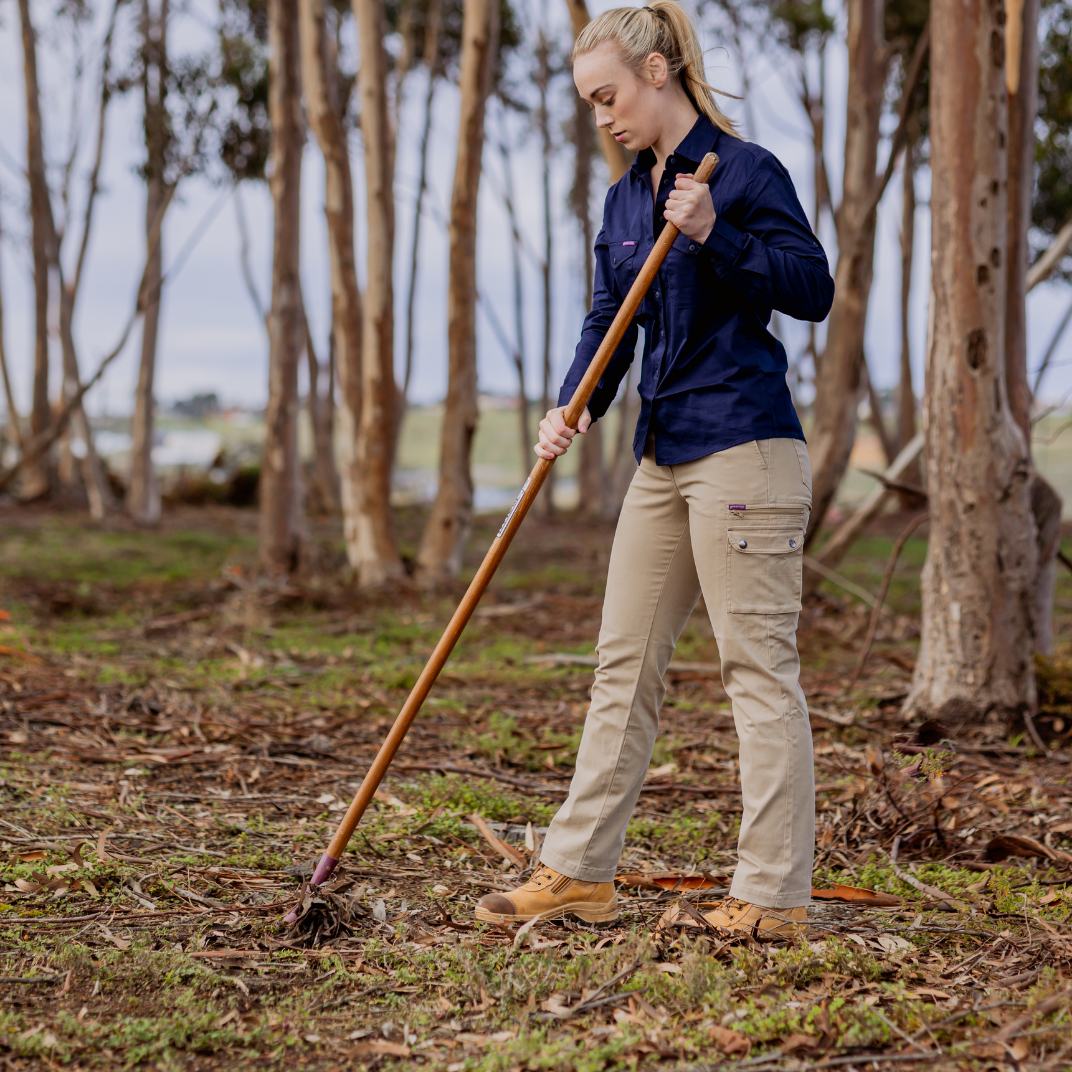womens tradie cargo pants gardening, khaki