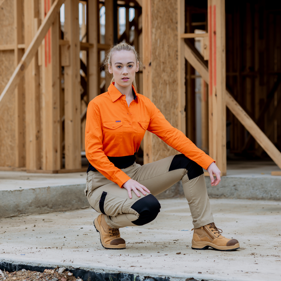 orange hivis high visibility tradie shirt button up