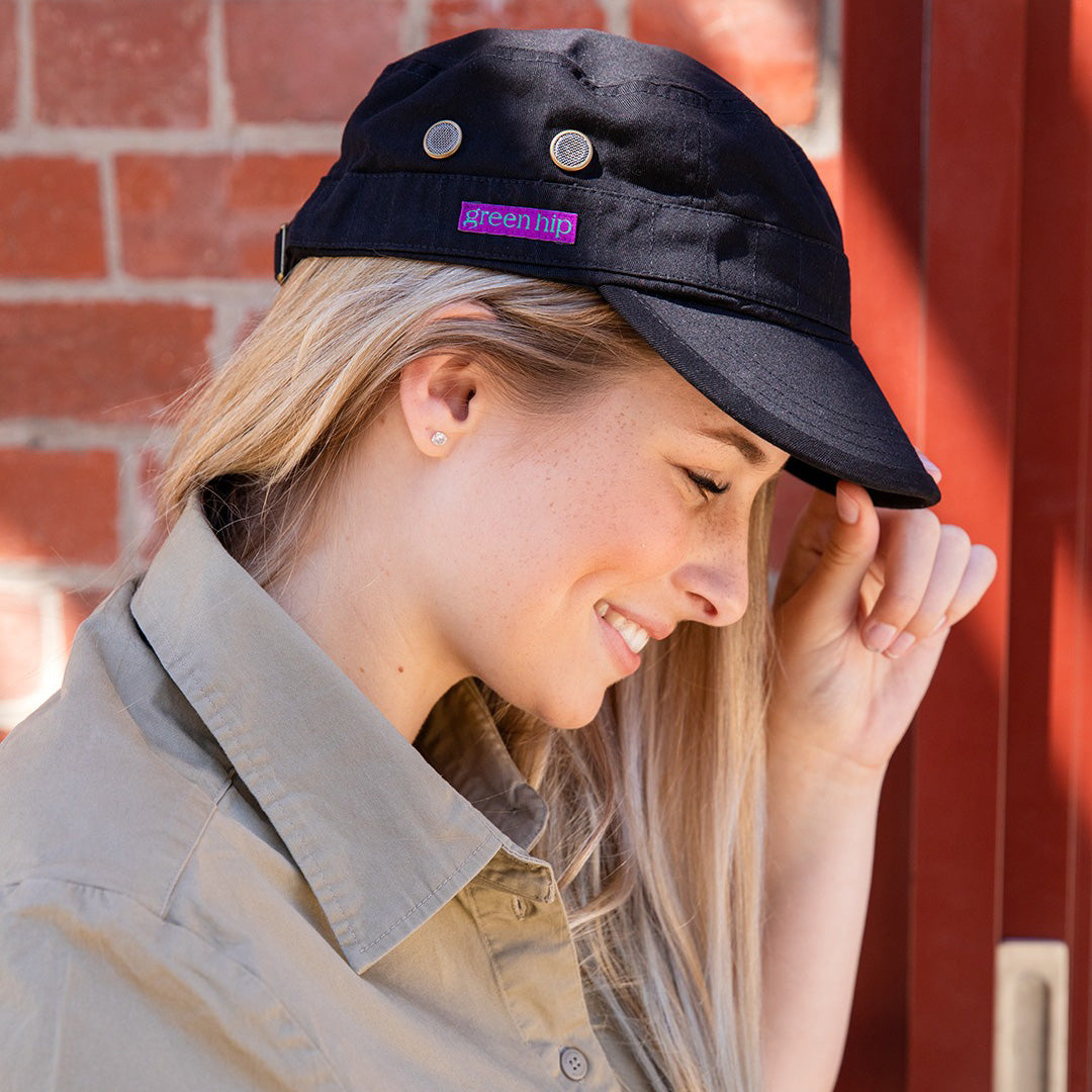 womens black tradie cap