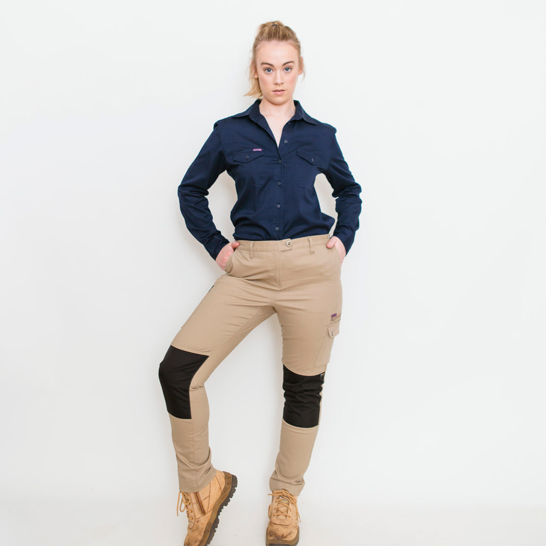 Womens Utility Trade Work Pant Green Hip1