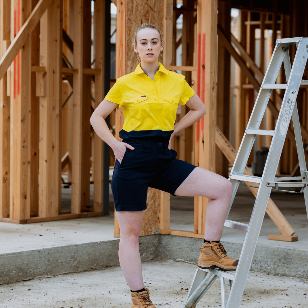 Womens Short Sleeve Hivis Shirt Construction and Carpentry